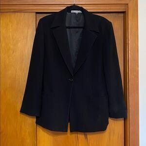 NWOT Classic Tailored Black Jacket Blazer One Button Lined Staple Layer Elevated